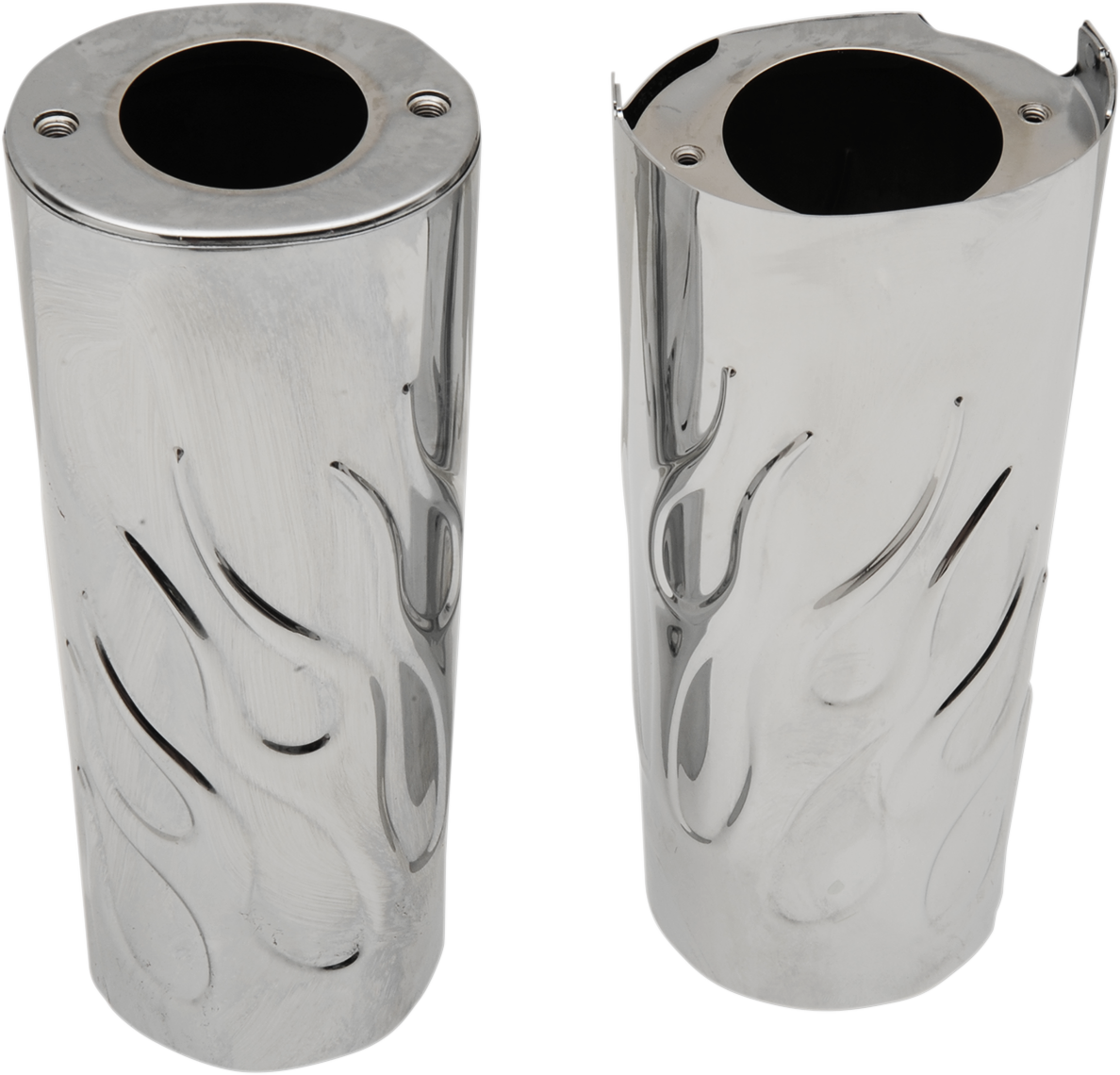 Drag Specialties Chrome Flame Fork Slider Covers 1419 Harley Touring