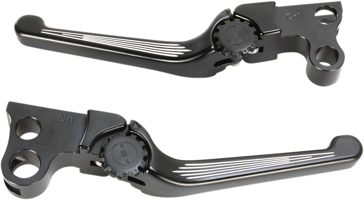 Powerstands Racing Contrast Cut Black Handlebar Lever Set 8295 Harley