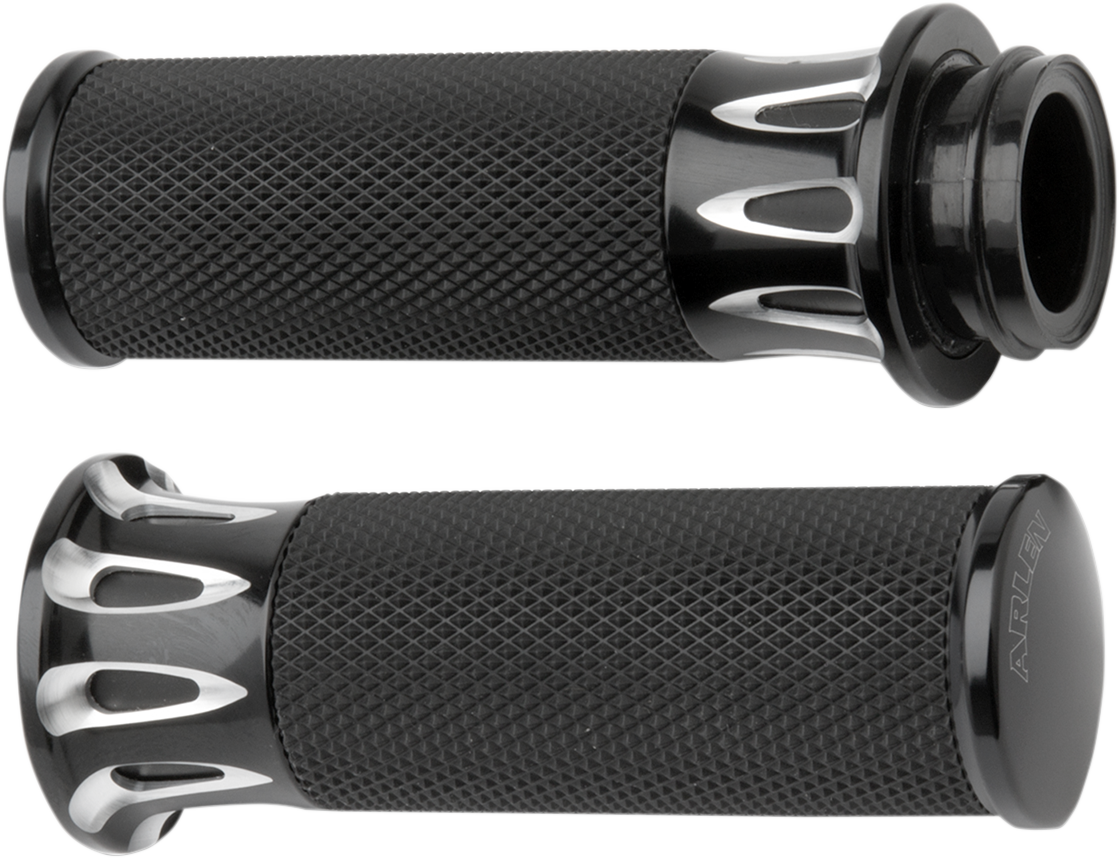 Arlen Ness Black Deep Cut TBW hand Grips for 0819 Harley Davidson