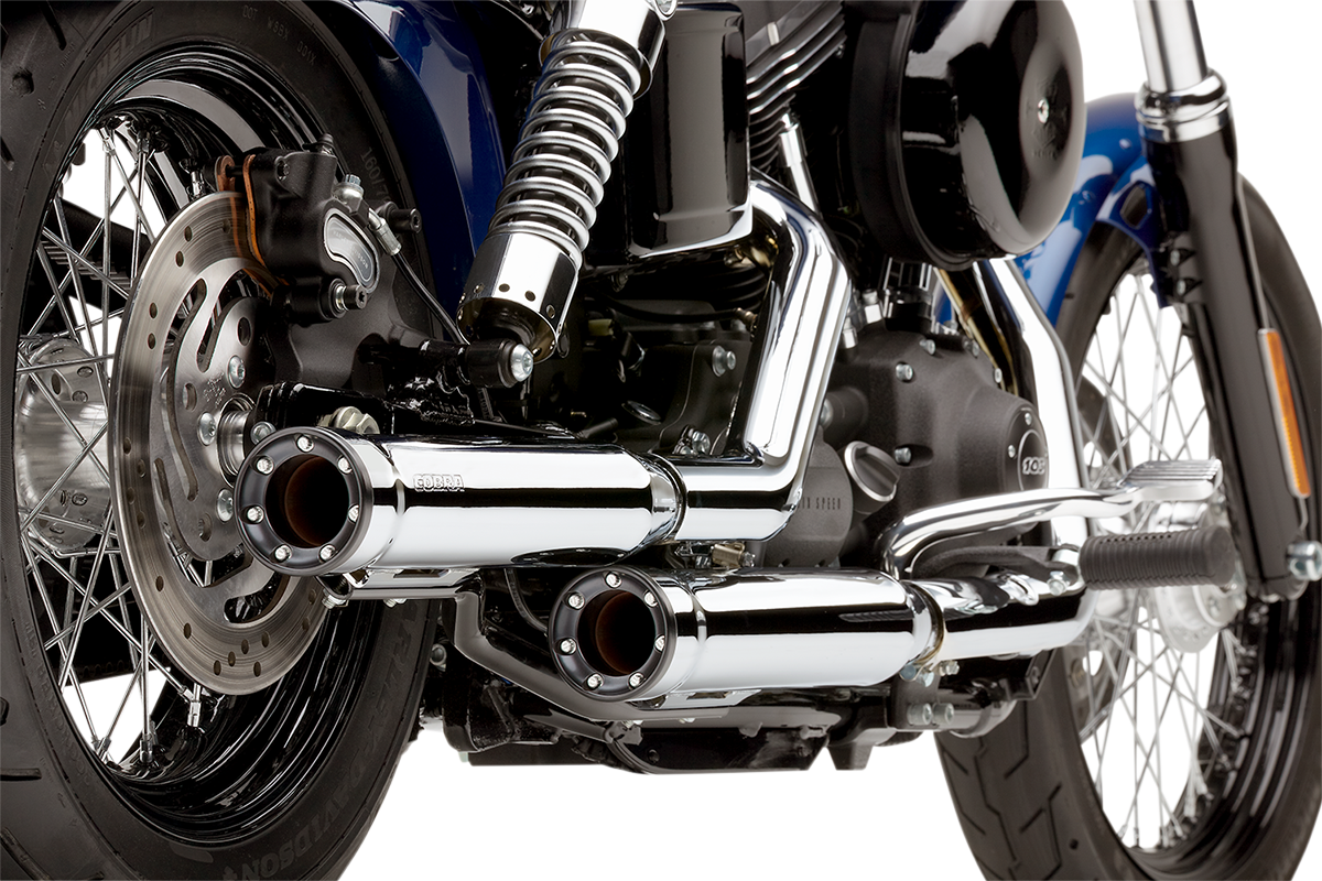 Cobra Chrome 2 1/2" Motorcycle Slip On Mufflers Exhaust 91-17 Harley