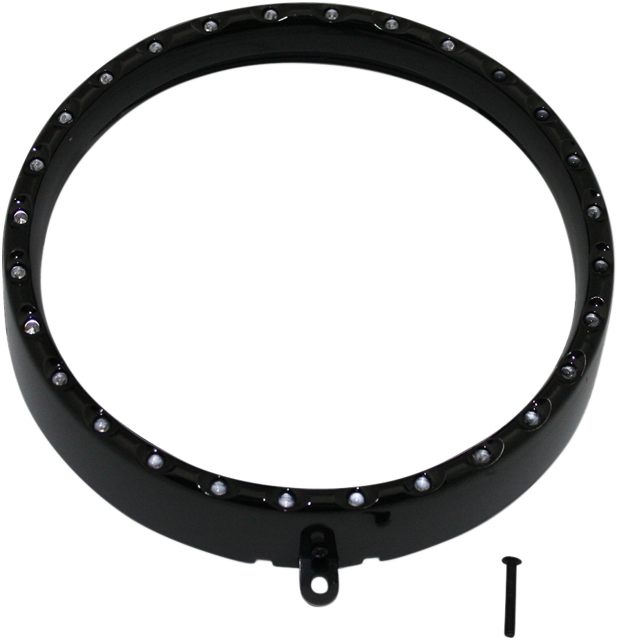 Custom Dynamics Halo Black 7" LED Headlight Trim Ring 9319 Harley