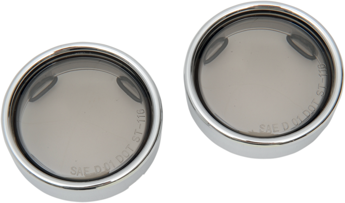 Drag Specialties Pair Chrome Bullet Smoked Trim Ring Lens Kit for Harley