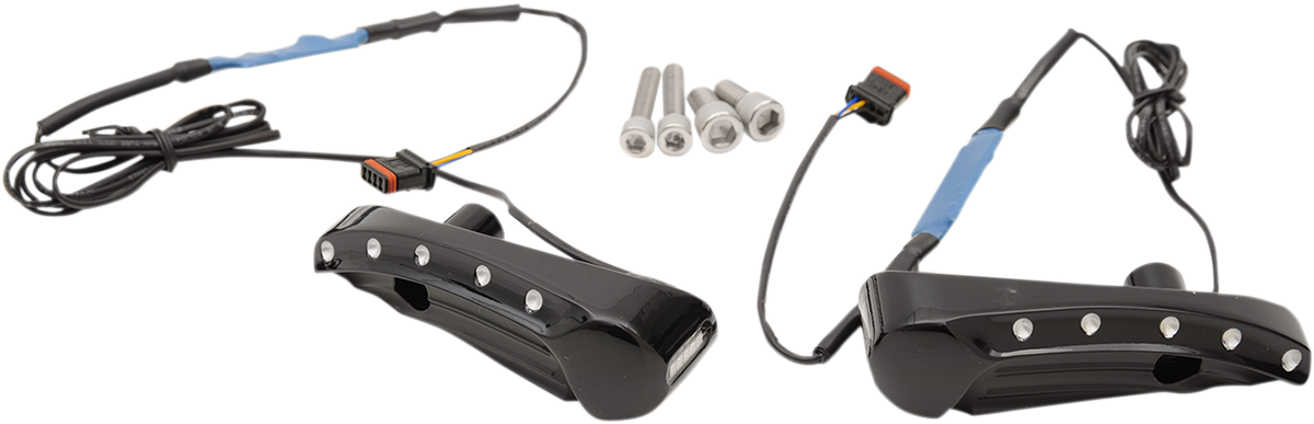 Covingtons Black Dimple Front LED Turn Signals 1915-2023 Harley Touring FLTRU