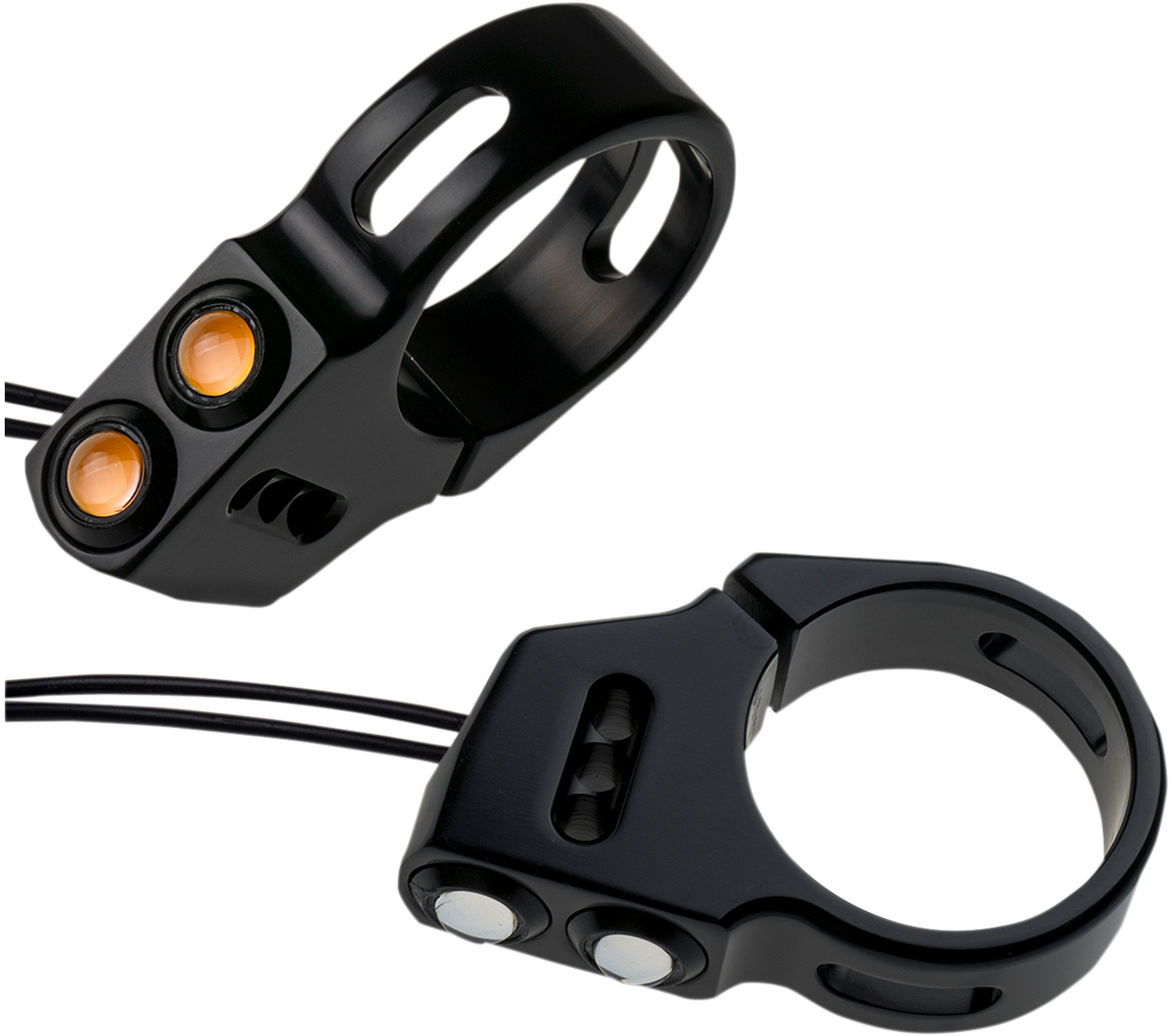 Joker Machine Black 49mm Front Fork Amber LED Turn Signals for Harley Davidson