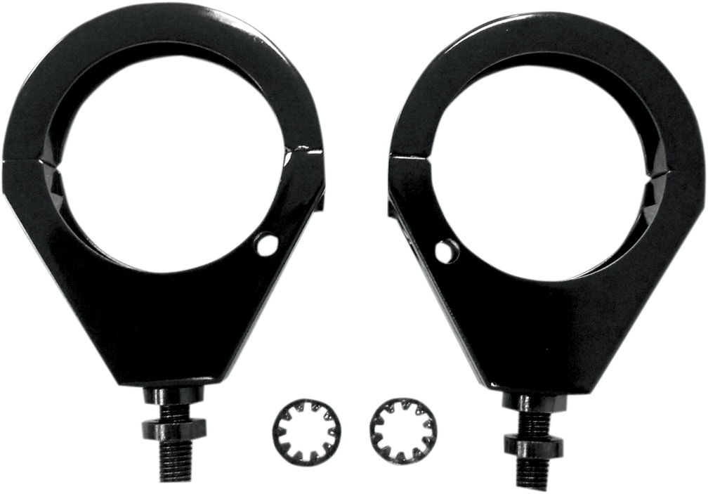 Drag Specialties Pair Black 39mm Front Fork Turn Signal Clamps Harley Davidson
