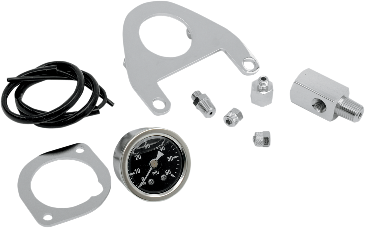 Chrome Black Face Oil Pressure Gauge Kit Harley Twin Cam Touring Dyna Softail