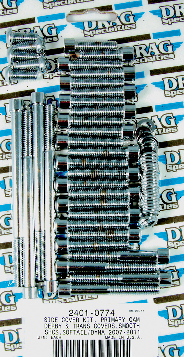 Drag Specialties Chrome Motorcycle Side Cover Bolt Kit 0717 Harley