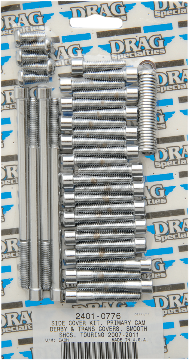 Drag Specialties Chrome Motorcycle Side Cover Bolt Kit 0716 Harley