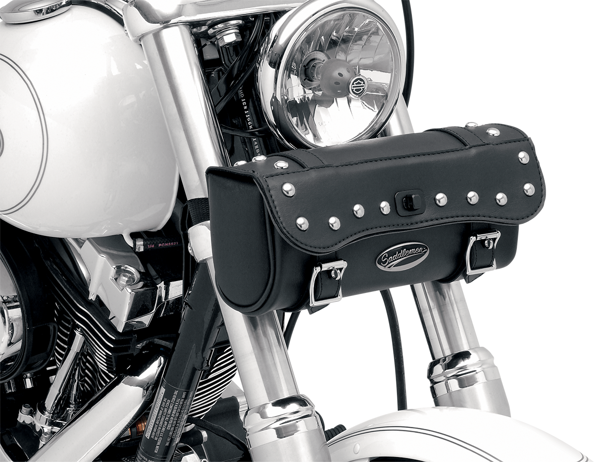 Saddlemen Black Studded Front Fork Motorcycle Desperado Tool Bag Saddlemen Black Studded Front Fork Motorcycle Desperado Tool Bag Harley Davidson
