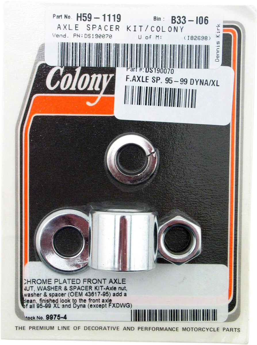 Colony Chrome Front Axle Spacer Nut Kit 9599 Harley Dyna Sportster FXD