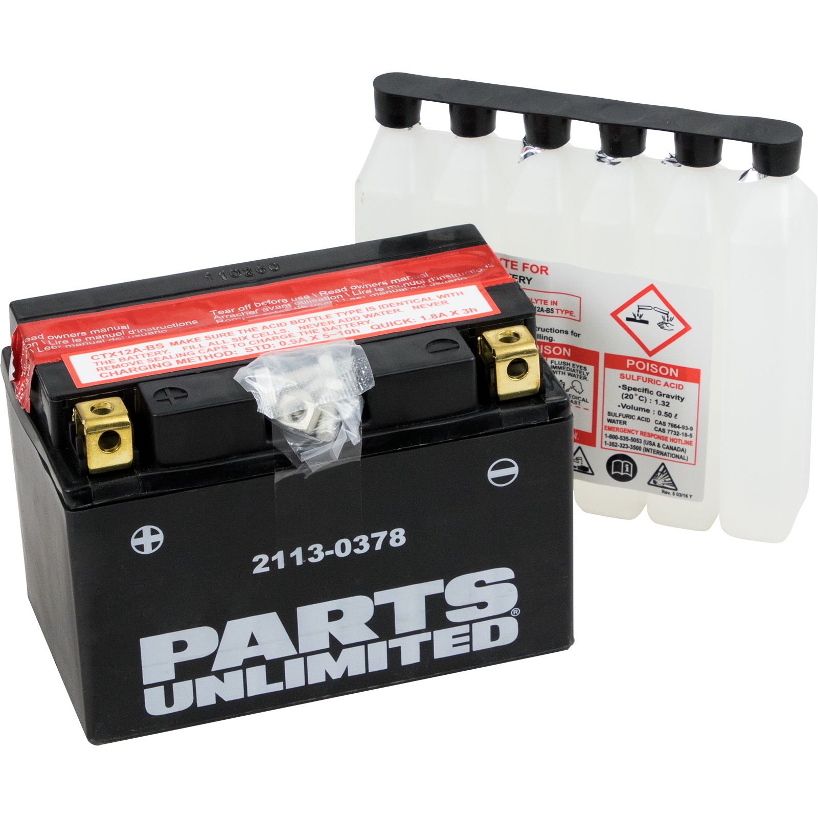 Parts unlimited AGM Battery - YTX12A-BS Suzuki/Aprilia/Husqvarna/KTM/Kawasaki