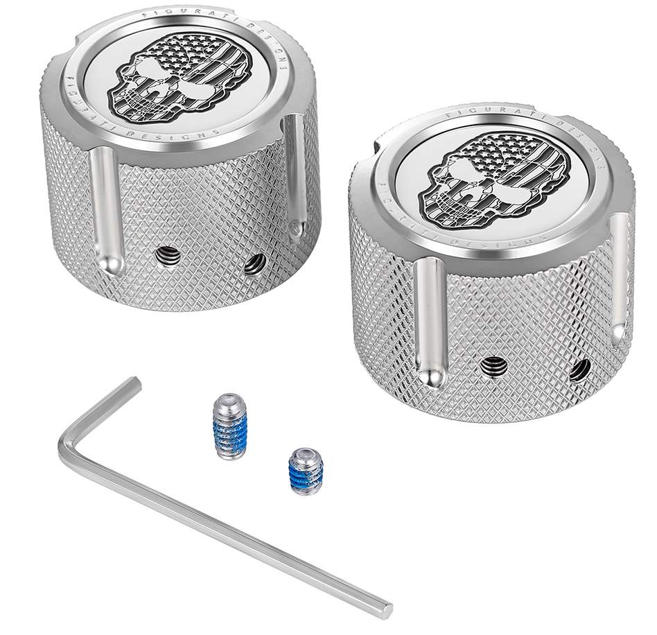 Figurati Designs Front Axle Nut Covers for Harley 2002-2025