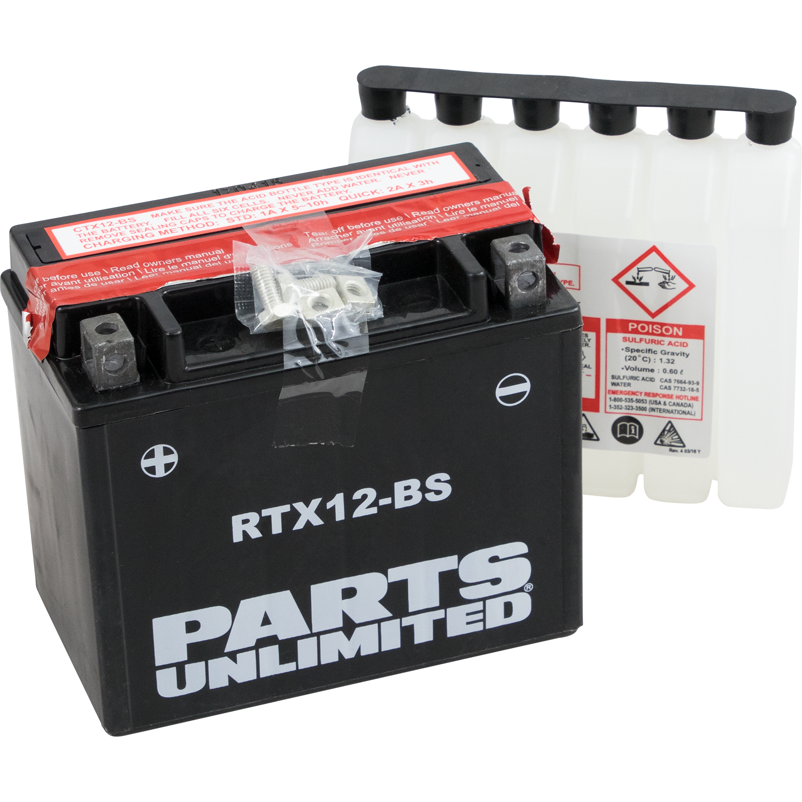 Parts unlimited AGM Battery - RTX12-BS .60 L Bimota/Aprilia/Suzuki/Kawasaki/Arctic Cat/Honda/E-Ton/Kymco/Triumph/Can-Am/Polaris/Peugeot/Gilera/Vespa/Yamaha/BMW/SYM