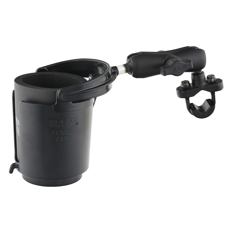 RAM MOUNTS Handlebar Rail Mount with U-Bolt Base, Level Cup™ Drink Holder and Koozie