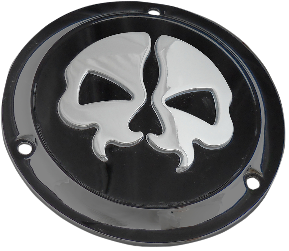 Drag specialties Split Skull Derby Cover - Black - 3-Hole Harley Davidson