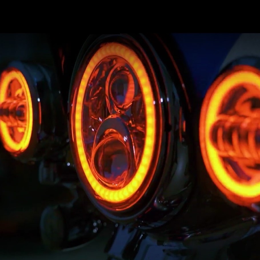 Custom Dynamics ProGLow 7" LED Headlamp For Harley Softail / Touring 1986-2025