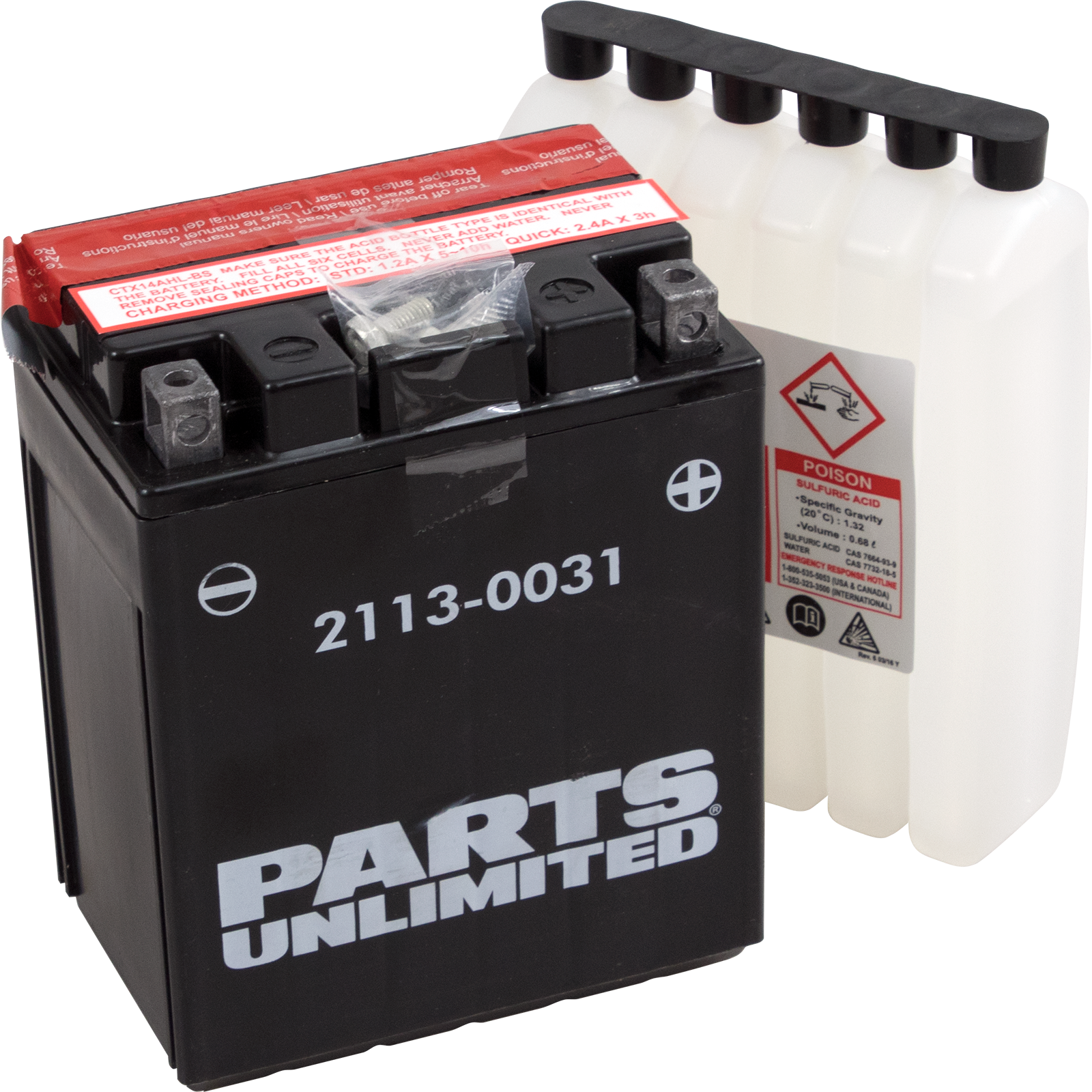 Parts unlimited AGM Battery - YTX14AHLBS .732 L Ducati/Kawasaki/Arctic Cat/Honda/Yamaha/Aprilia/Suzuki/Triumph/Royal Enfield/Moto Guzzi