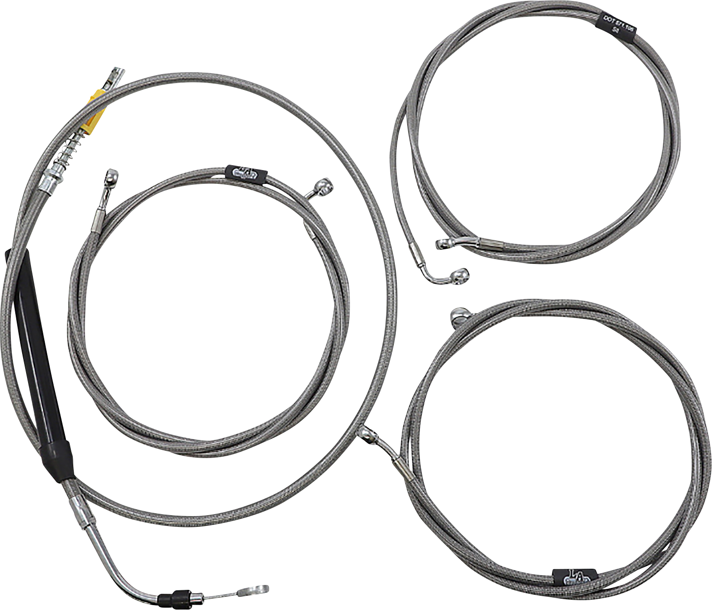 LA CHOPPERS Standard Stainless Braided Handlebar Cable/Brake Line Kit