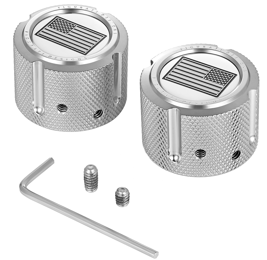 Figurati Designs Front Axle Nut Covers for Harley 2002-2025