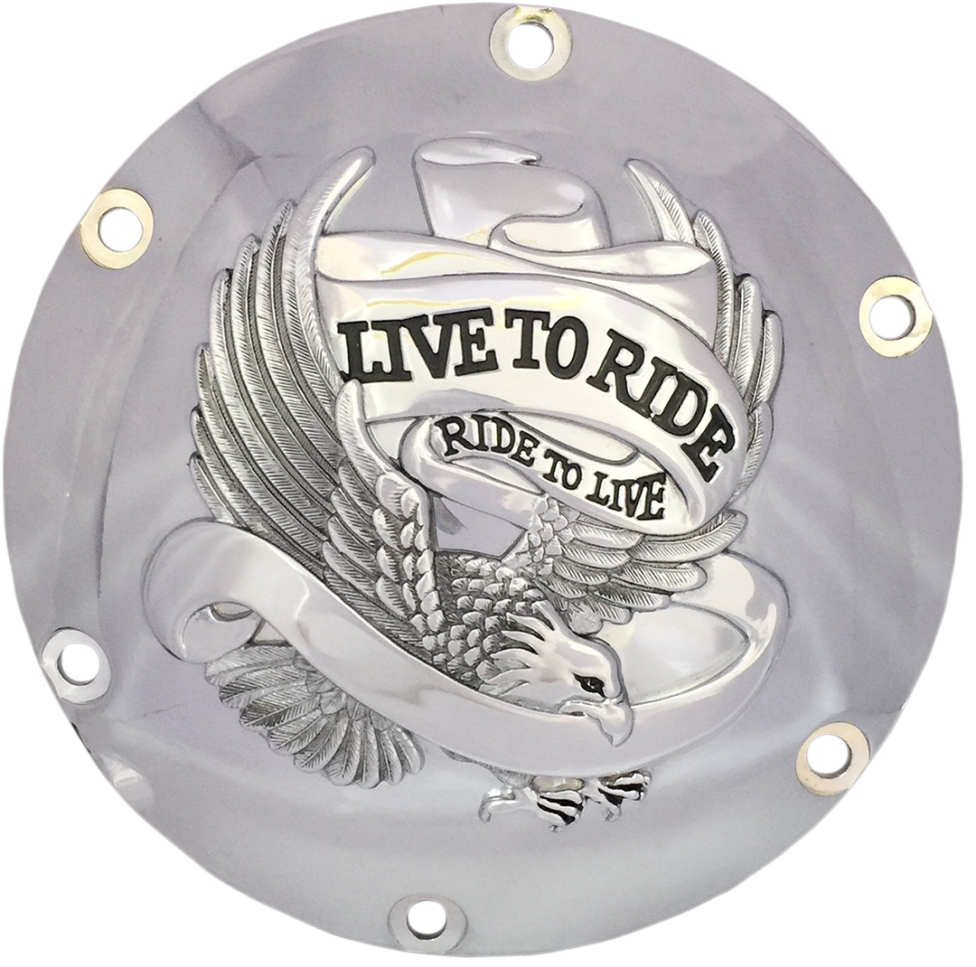 Drag specialties Live to Ride Derby Cover - 6-Hole - Chrome Harley Davidson