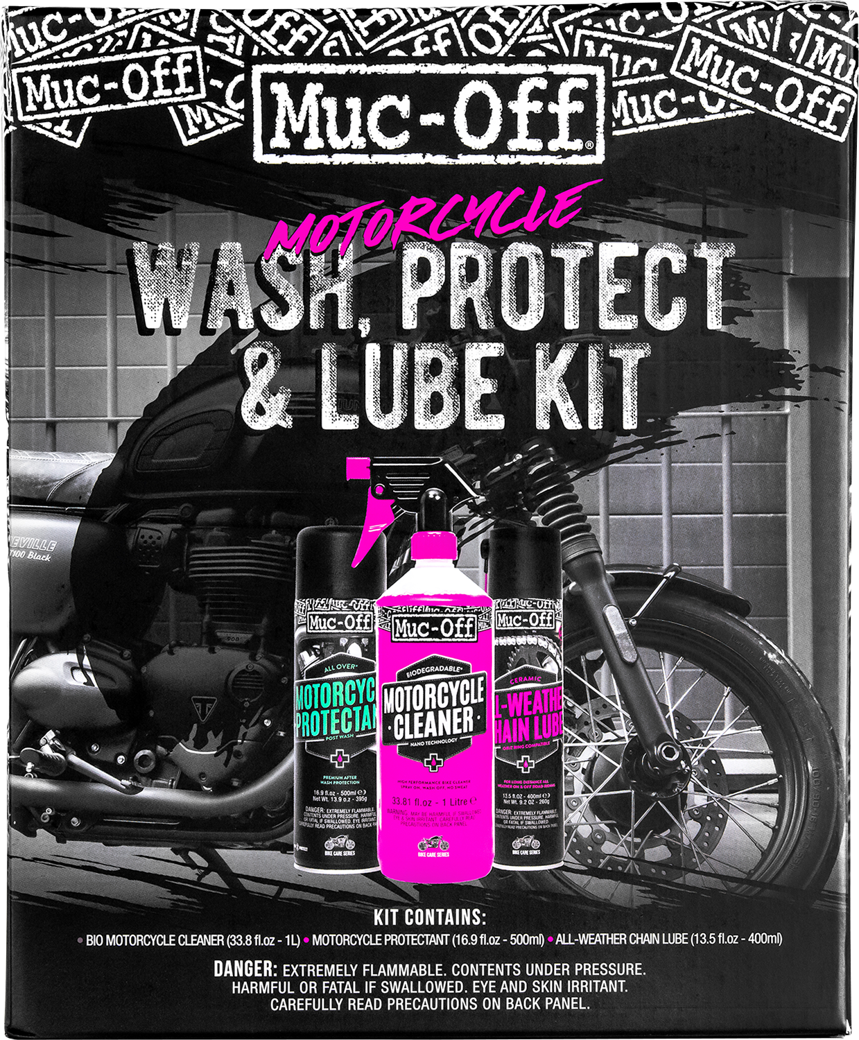 Muc-Off Motorcycle Wash, Protect & Lube Kit