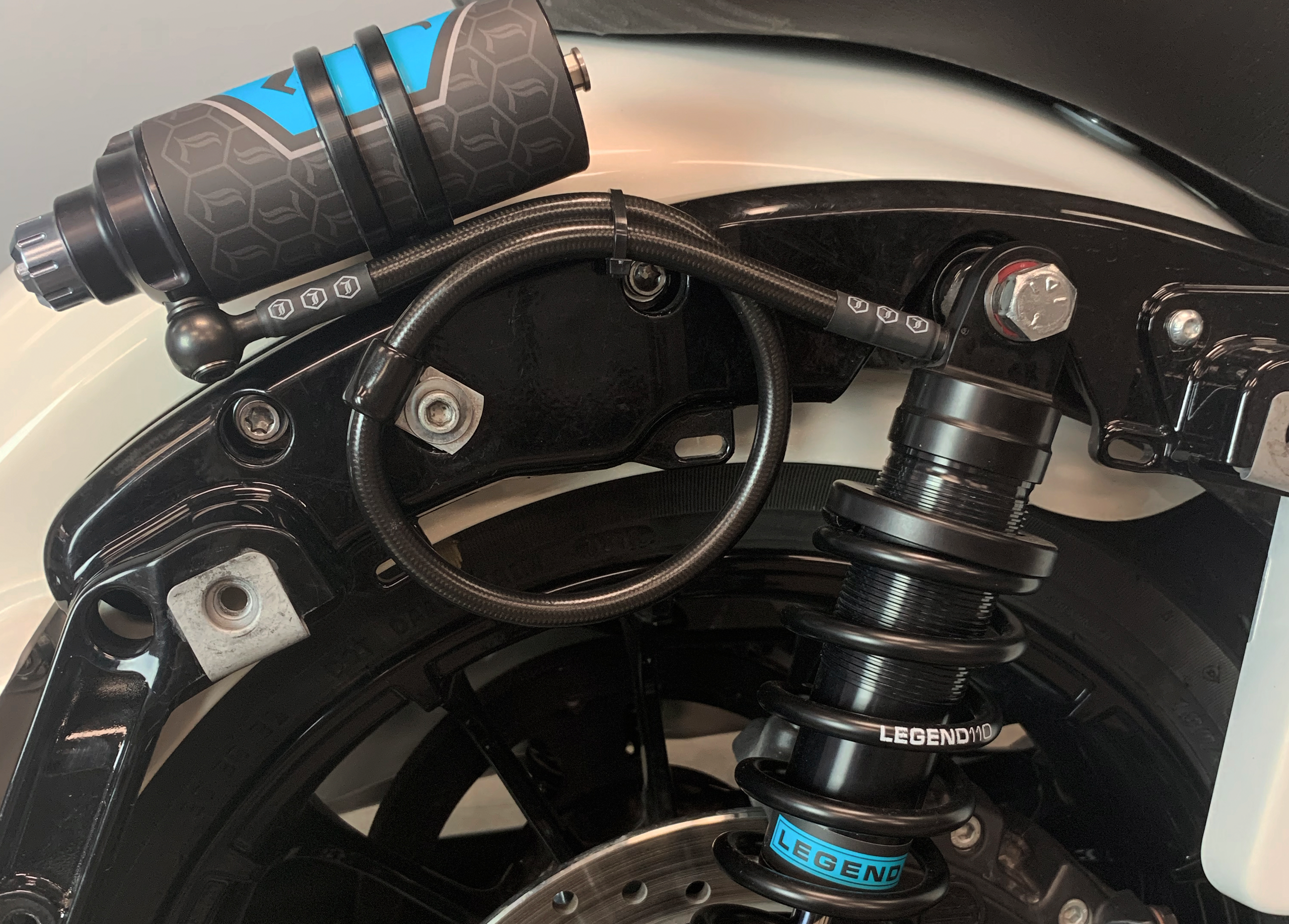 Legend Suspension External Mounting Brackets For Revo-ARC Remote Reservoir Shocks For Harley Touring 2009-2025