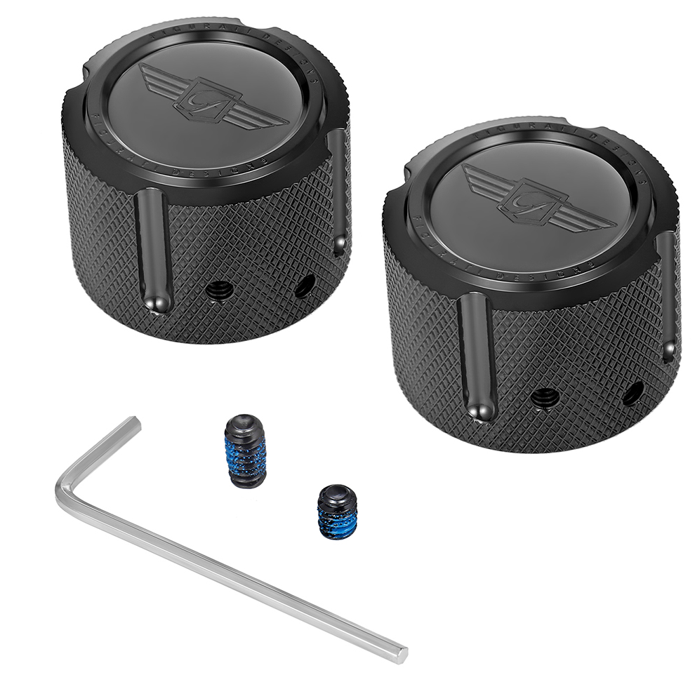 Figurati Designs Front Axle Nut Covers for Harley 2002-2025