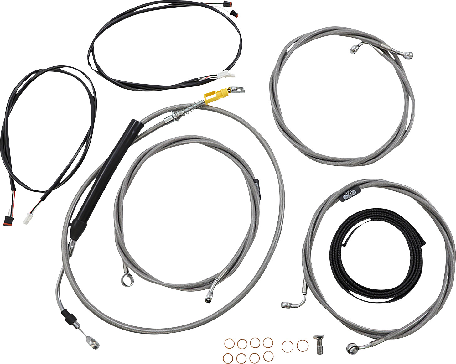 La choppers Complete Plug-and-Play Cable Kit - 15" - 17" Handlebars - '21-'22 FLTR - ABS - Stainless Harley Davidson