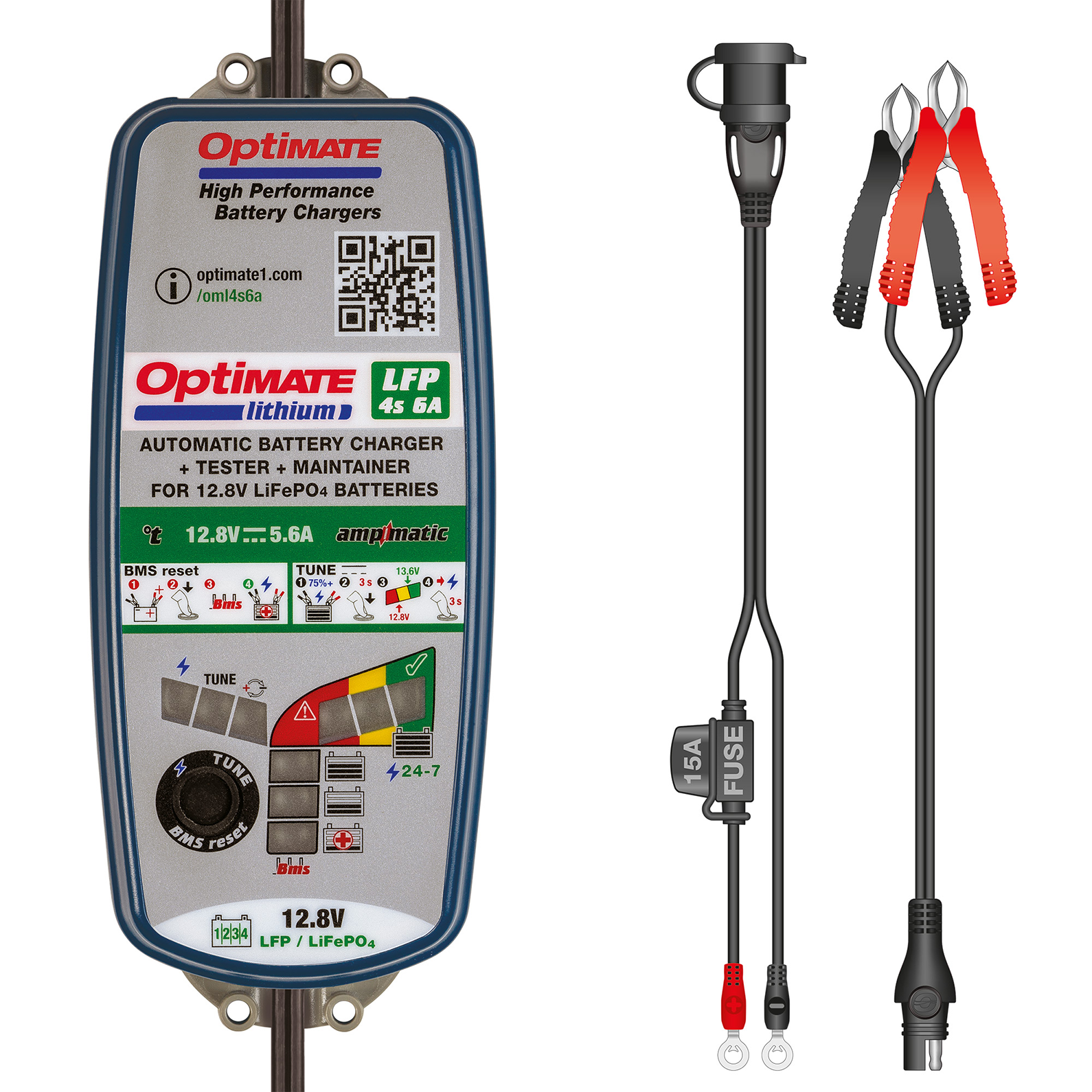 Tecmate Optimate™ Lithium LFP 4S 6A Battery Charger