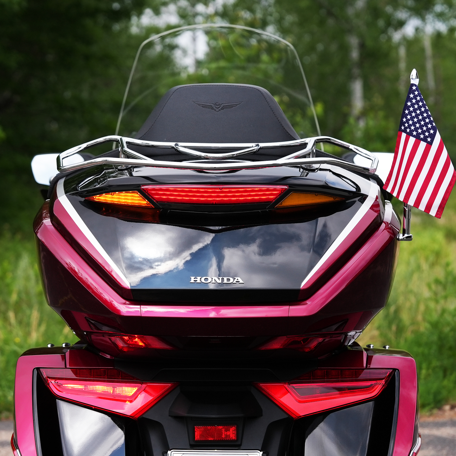 Show chrome LED Trunk Light - Amber/Red Lens - Black - GL1800 2021-2023 Honda GL1800 Gold Wing Tour Airbag Automatic DCT / 2021-2023 Honda GL1800 Gold Wing Tour Automatic DCT / 2021-2023 Honda GL1800 Gold Wing Tour