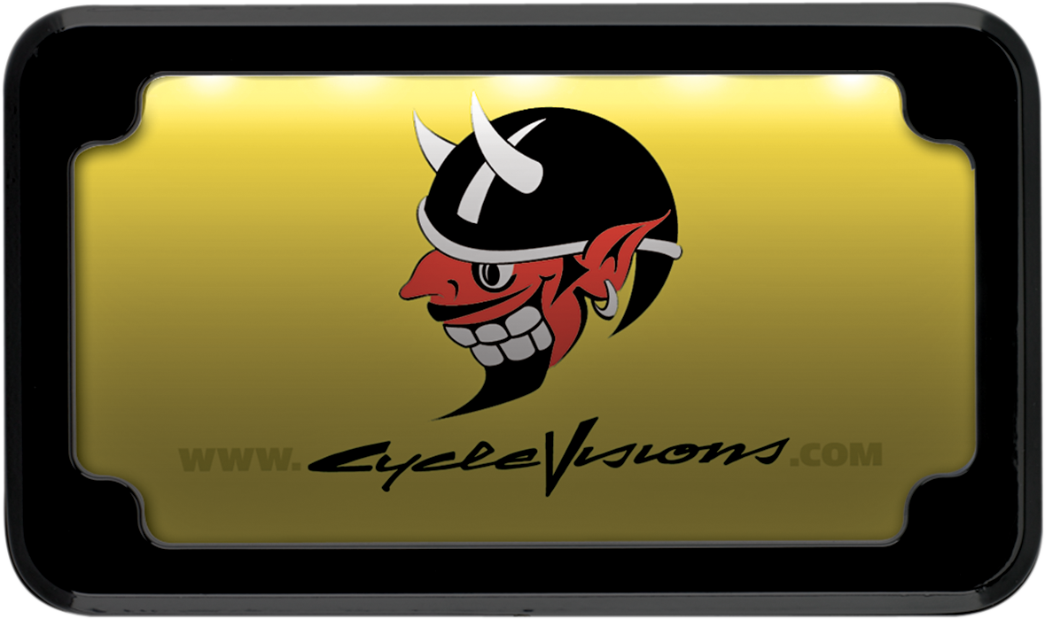 Cycle visions Beveled License Plate Frame - Black - with Plate Light