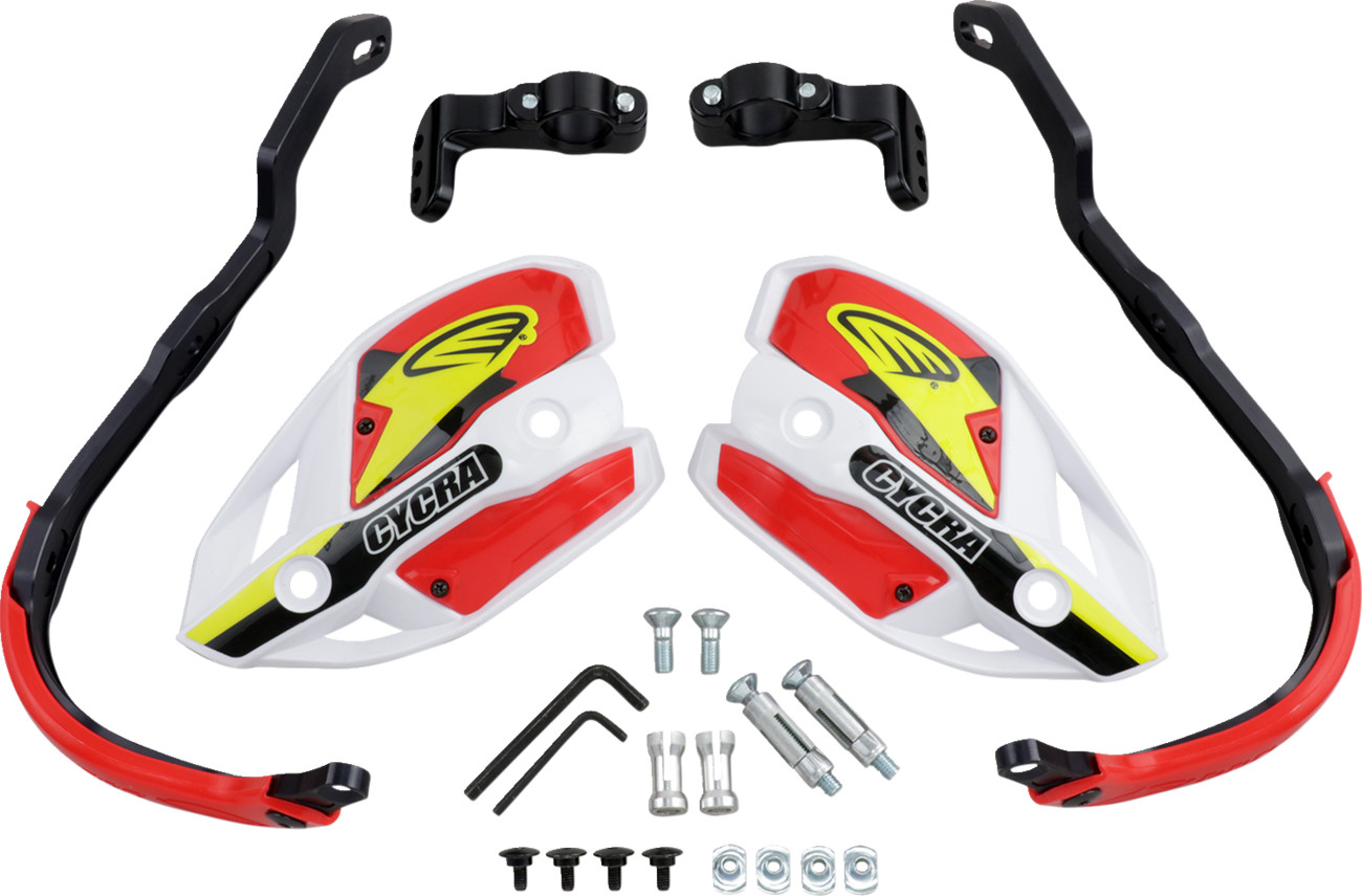 Cycra Ultra Probend CRM Wrap Around Handguards for 1-1/8" Handlebars - White/Red