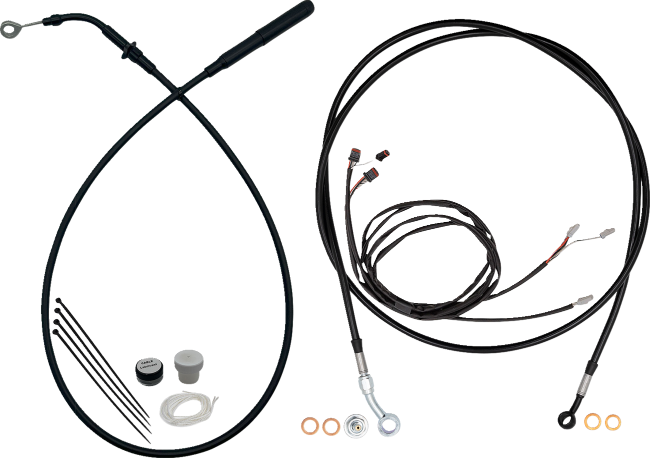 Fat baggers inc. EZ Install Kit - 13"/14" Handlebars - Upper Clutch - Full Length - Black Harley Davidson