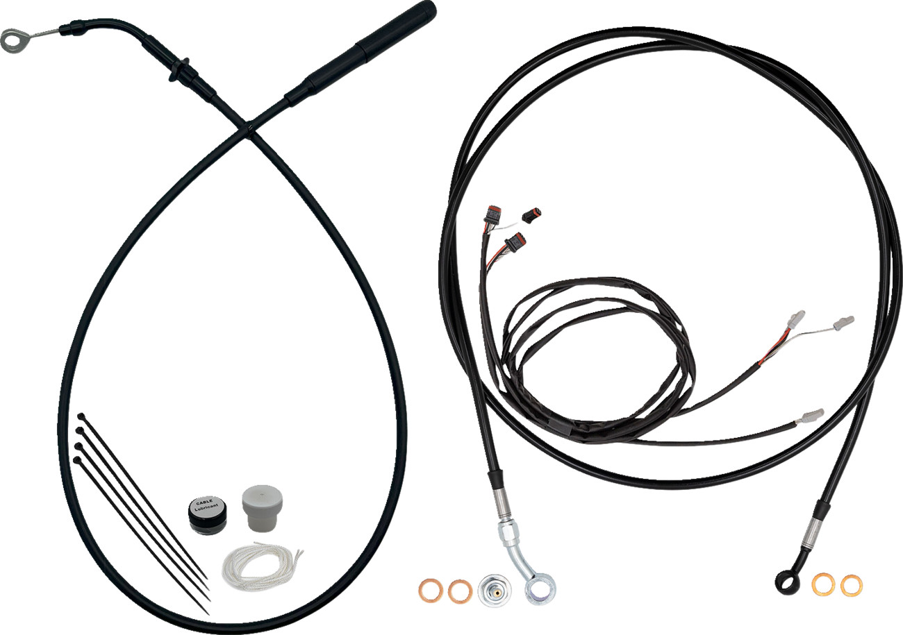 Fat baggers inc. EZ Install Kit - 16" Handlebars - Upper Clutch - Full Length - Black Harley Davidson