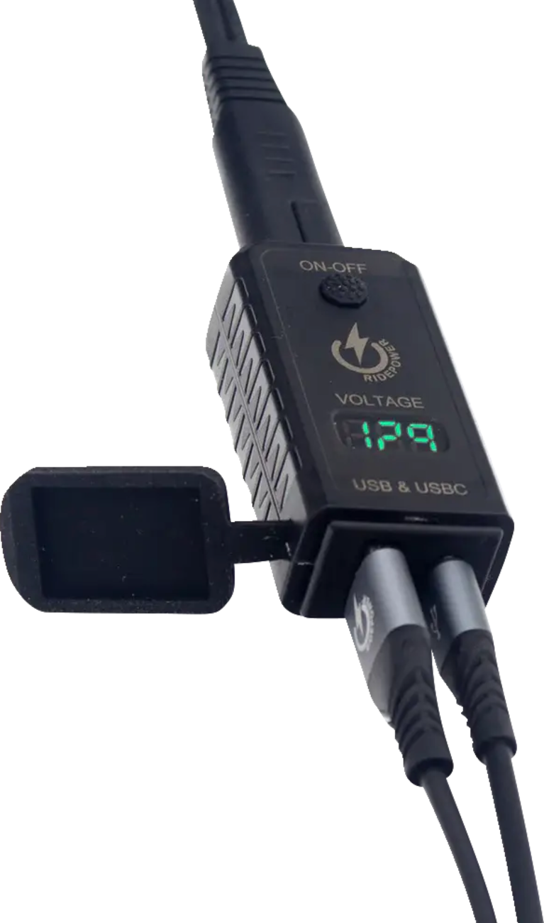 RidePower SAE To USB / USB-C Outlet With Voltage Display