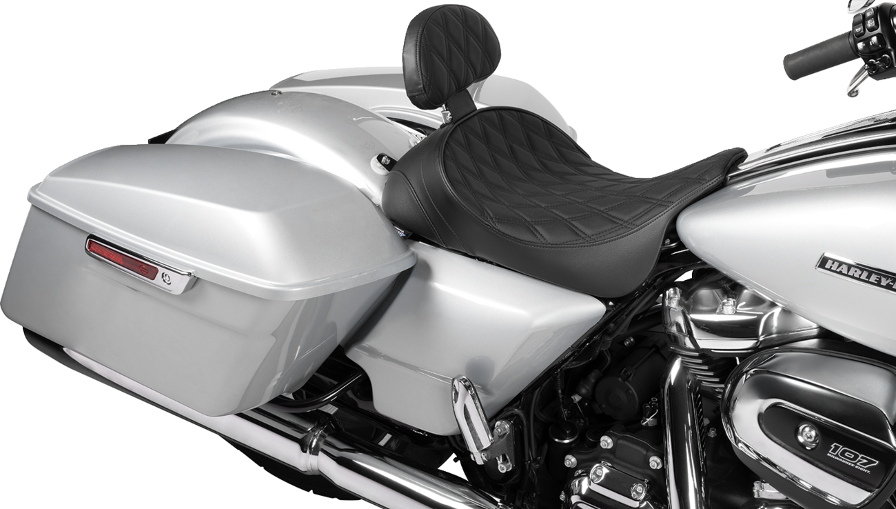 Drag specialties seats EZ Glide II Backrest - Small - Vinyl - Double Diamond Black Stitch