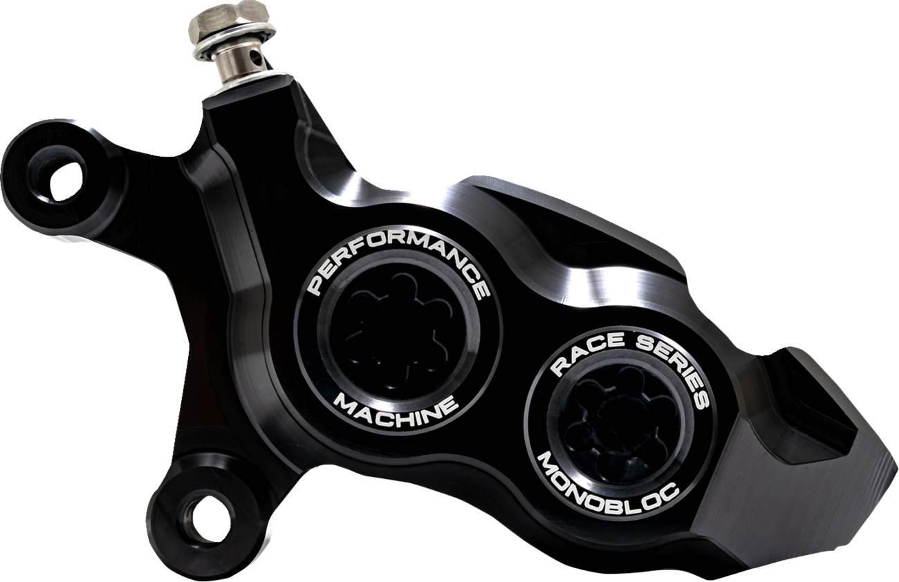 Performance machine (pm) Caliper - 137 X 4B - Left - Black Anodized with Black Bore Caps Harley Davidson