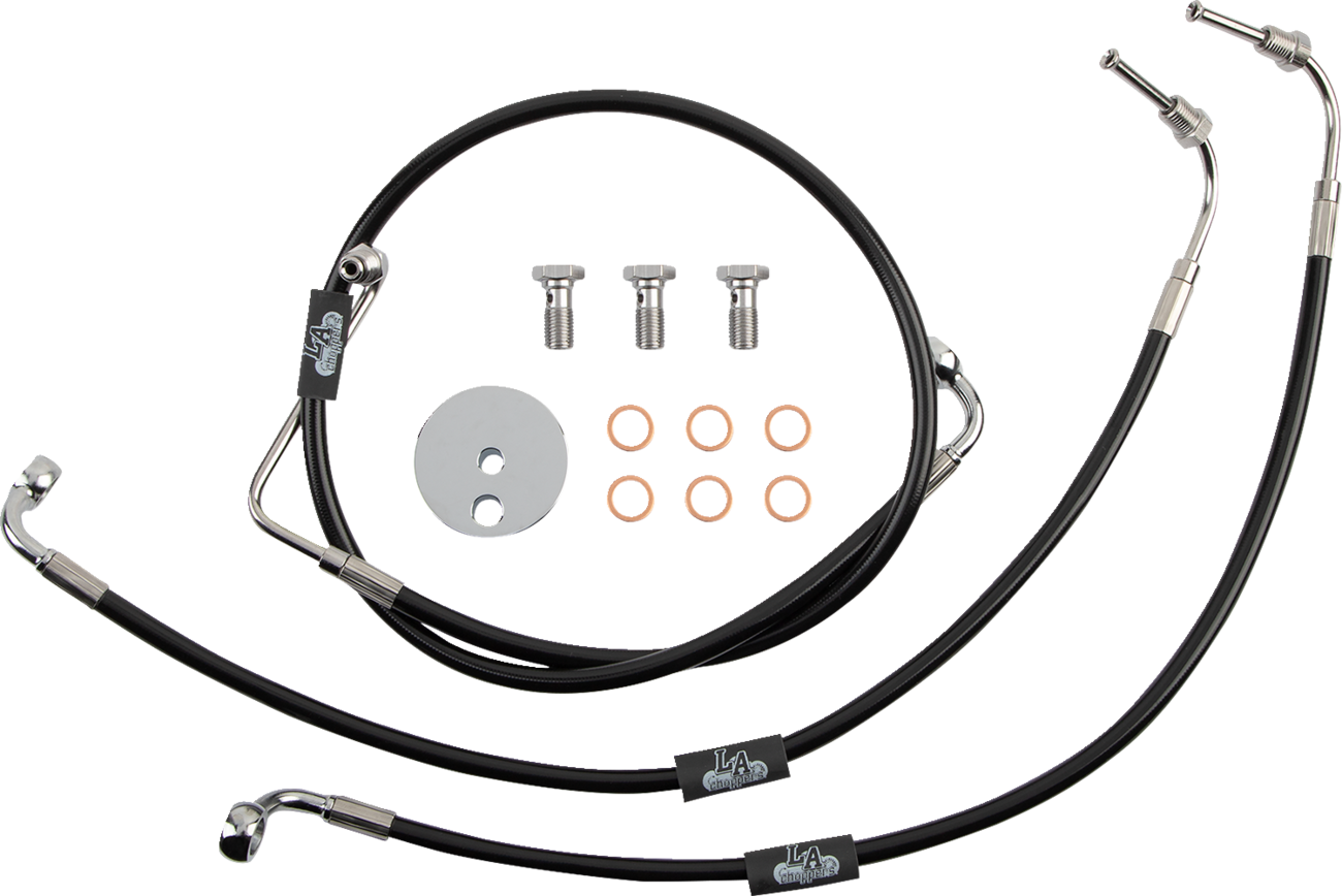 LA CHOPPERS Black Braided Brake Line Kit