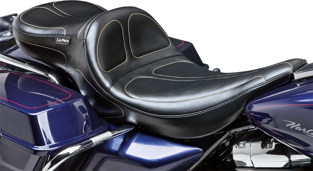 Le pera Maverick Daddy Long Legs Seat - Black - Stitched - FLHR '02-'07 Harley Davidson