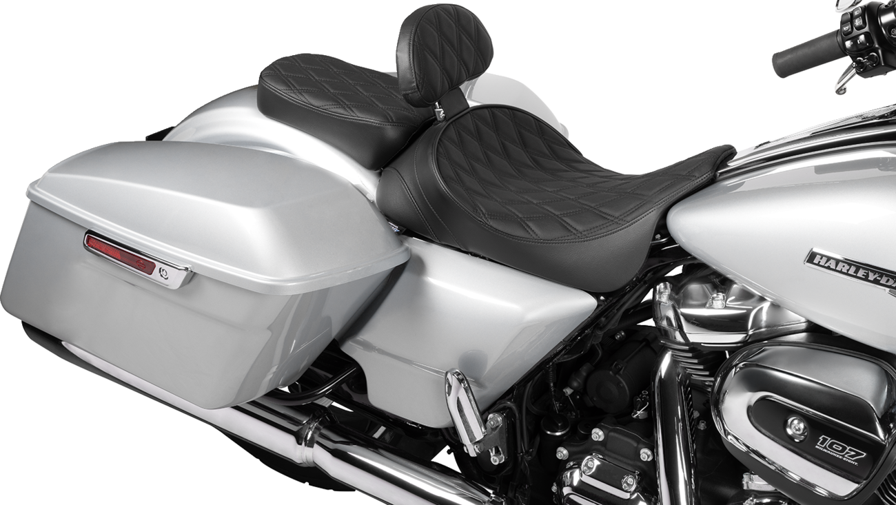 Drag specialties seats EZ Glide II Backrest - Small - Vinyl - Double Diamond Black Stitch