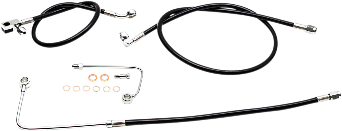 LA CHOPPERS Black Braided Brake Line Kit