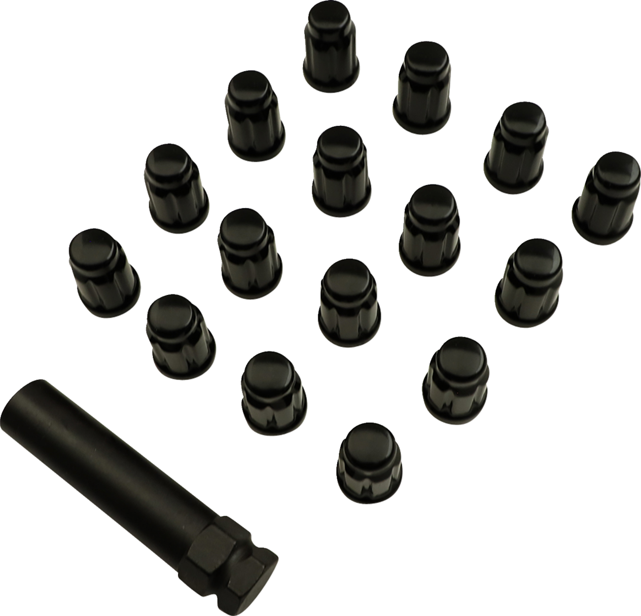 Moose offroad Lug Nuts - Splined - 10 mm x 1.25" - Black - 16 Pack