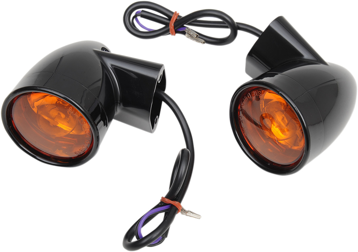 Drag specialties Bullet Turn Signal Lights - Rear - Gloss Black - Harley-Davidson Harley Davidson