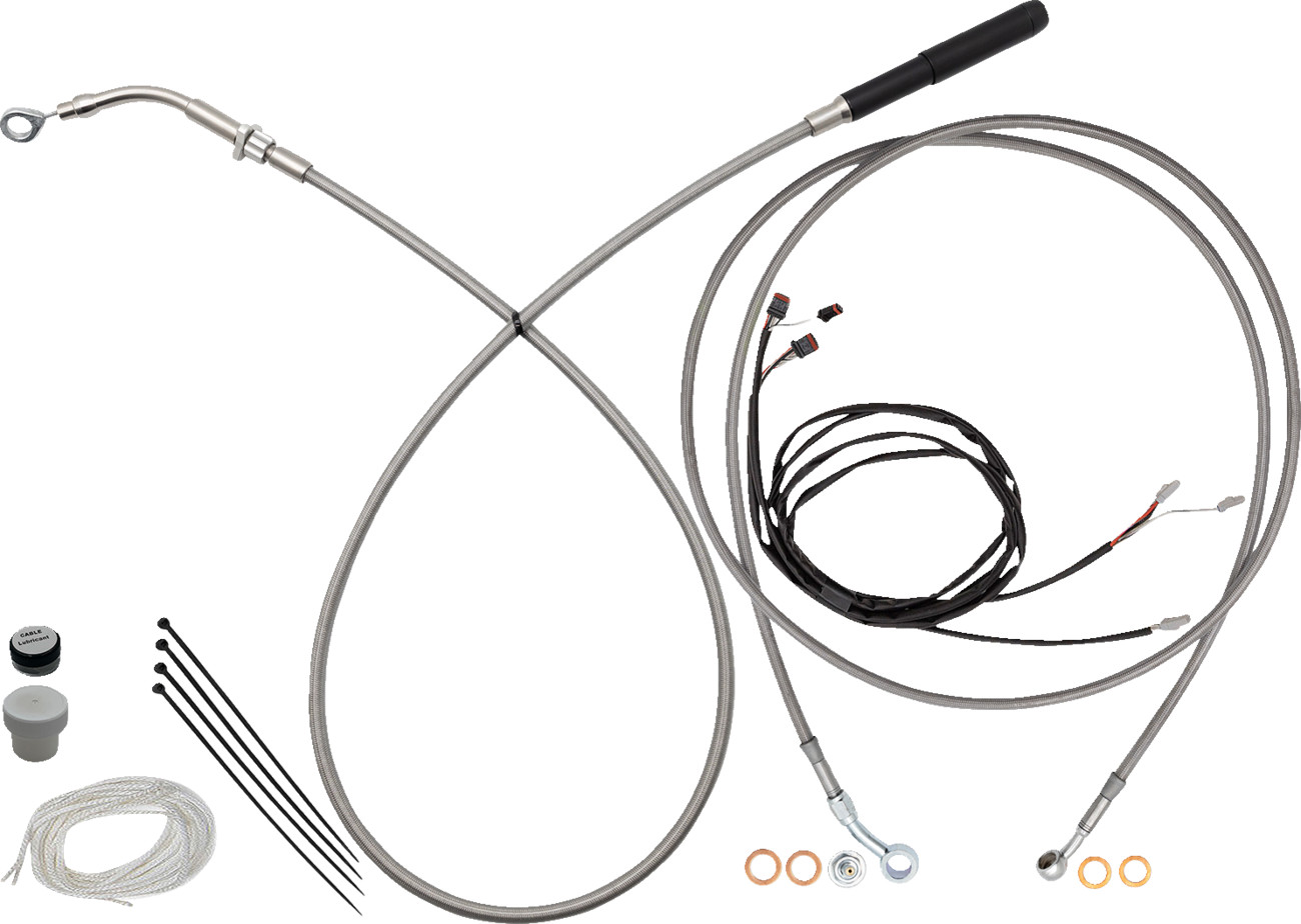 Fat baggers inc. EZ Install Kit - 16" Handlebars - Upper Clutch - Full Length - Braided Stainless Steel Harley Davidson