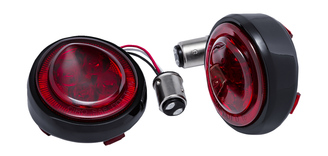 Ciro Fang Rear LED Bullet Turn Signal Inserts With Bezel For Harley 2000-2025