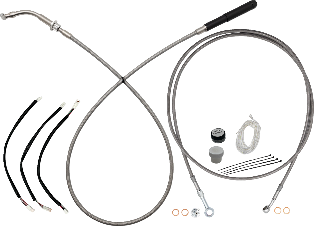 Fat baggers inc. EZ Install Kit - 11" Handlebars - Upper Clutch - Full Length - Braided Stainless Steel Harley Davidson