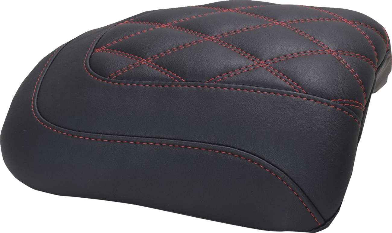 Mustang Padded Passenger Seat Cowl - Double Diamond - Dark Cherry Stitch - FLT/FLH '23-'25 Harley Davidson