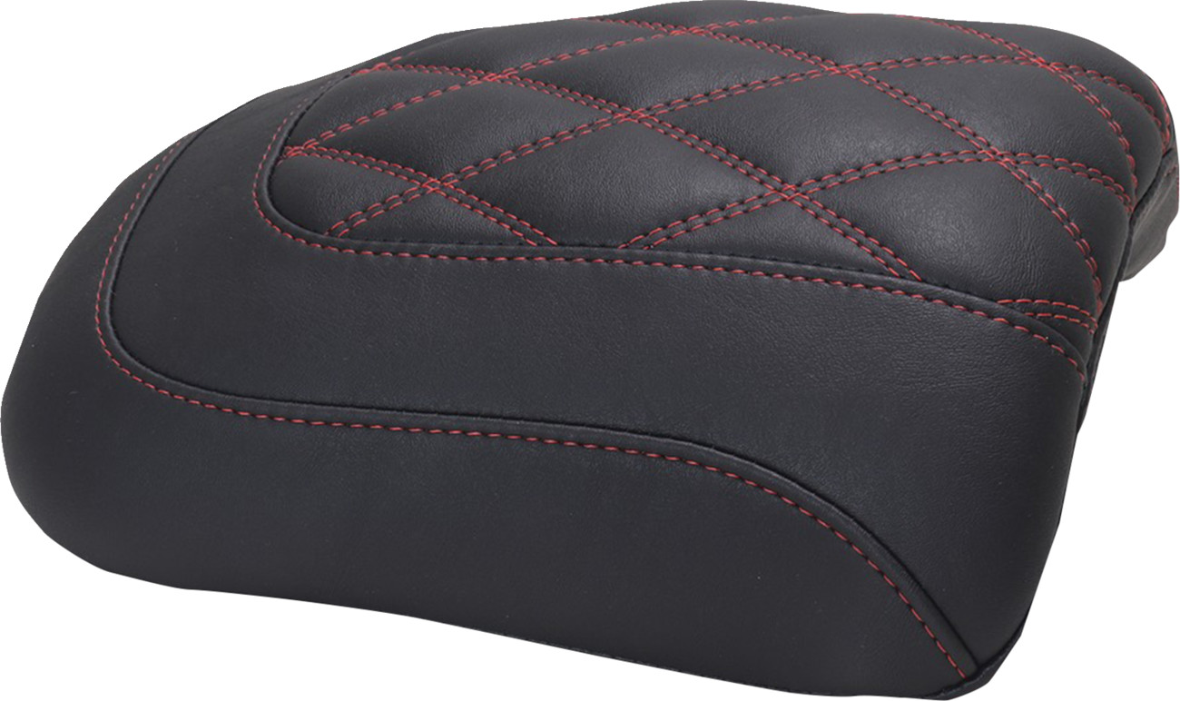 Mustang Padded Passenger Seat Cowl - Double Diamond - Dark Cherry Stitch - FLT/FLH '23-'25 Harley Davidson