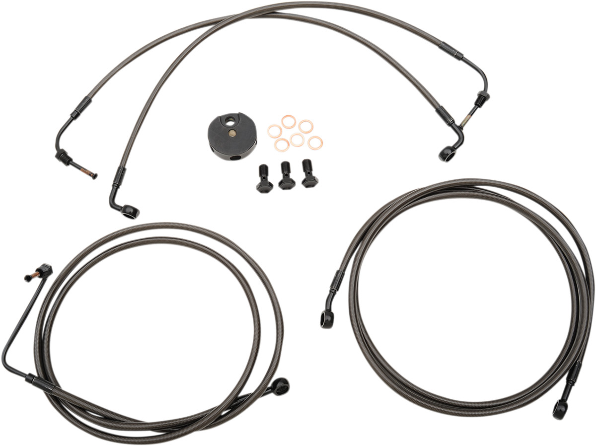 LA CHOPPERS Midnight Braided Brake Line Kit
