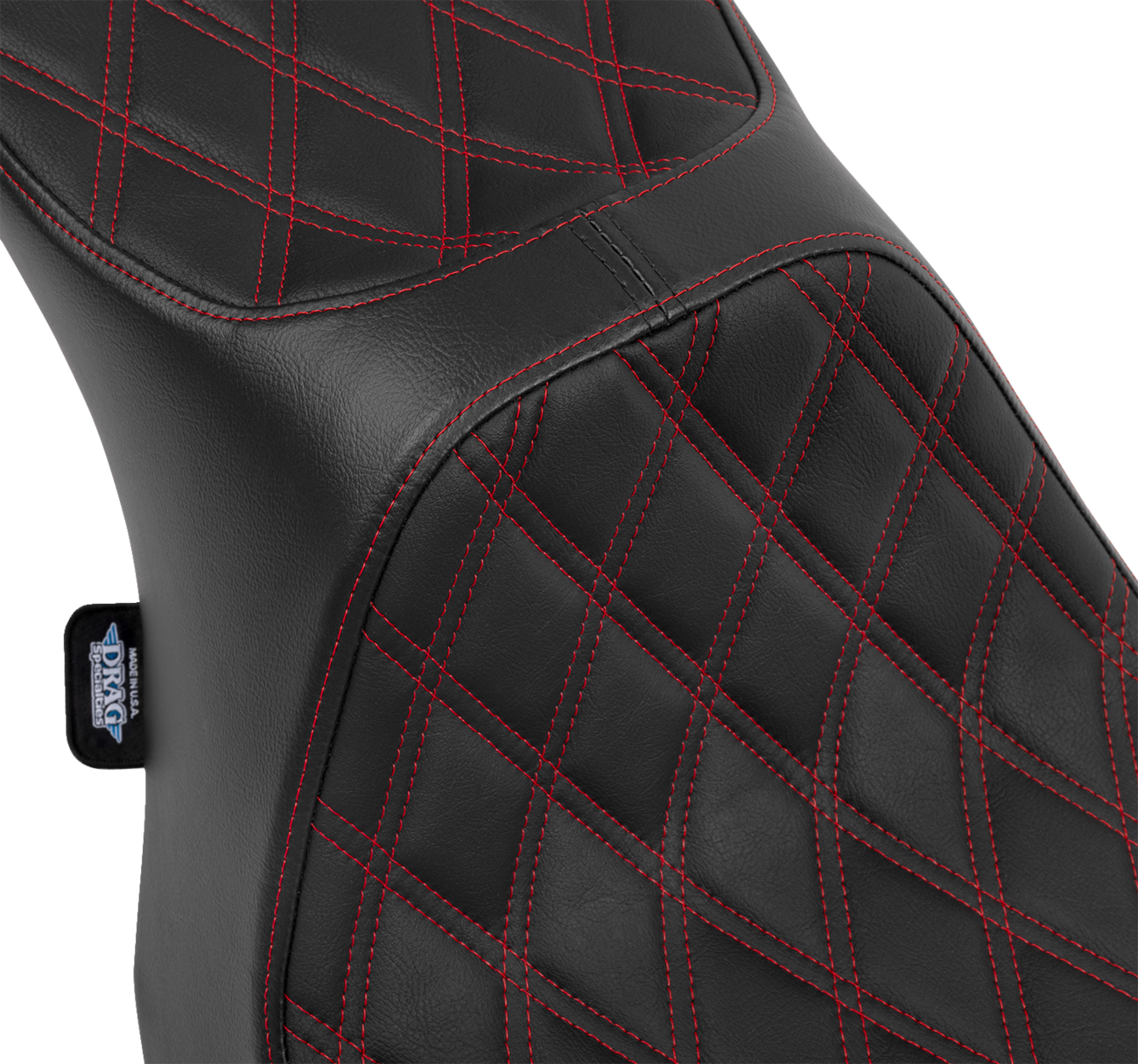 Drag specialties seats Predator III 2-Up Seat - Double Diamond - Red Stitching - FLT/FLH '23-'24 Harley Davidson